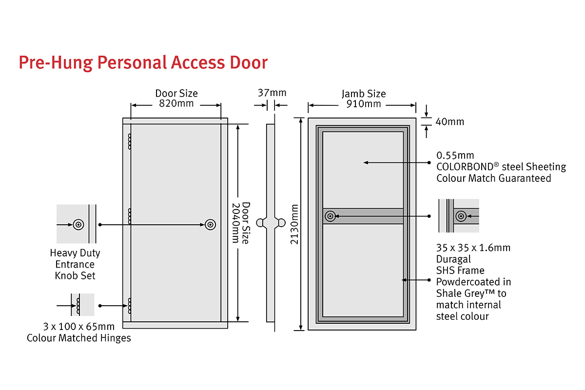 Taurean PA Personal Access Door Pre Hung Drawing